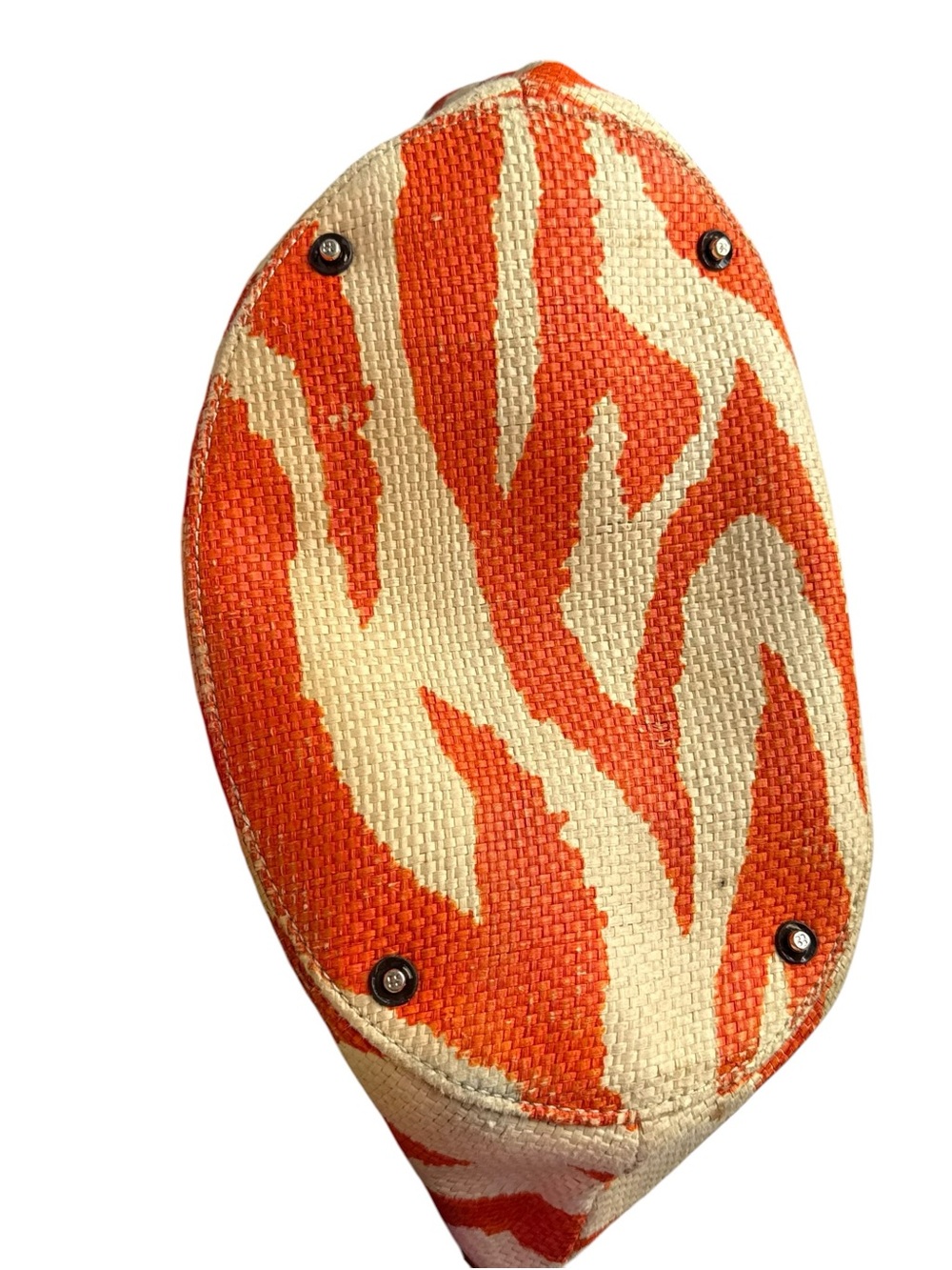 Kate Spade Wicker and Rope Tote Bag Orange Beige Zebra Print Beach Vacation - Picture 13 of 16